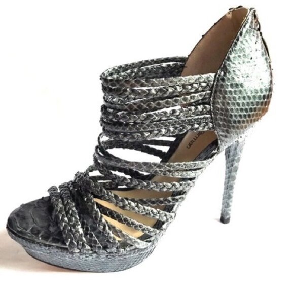 Alexandre Birman Python & Leather Platform Sandals